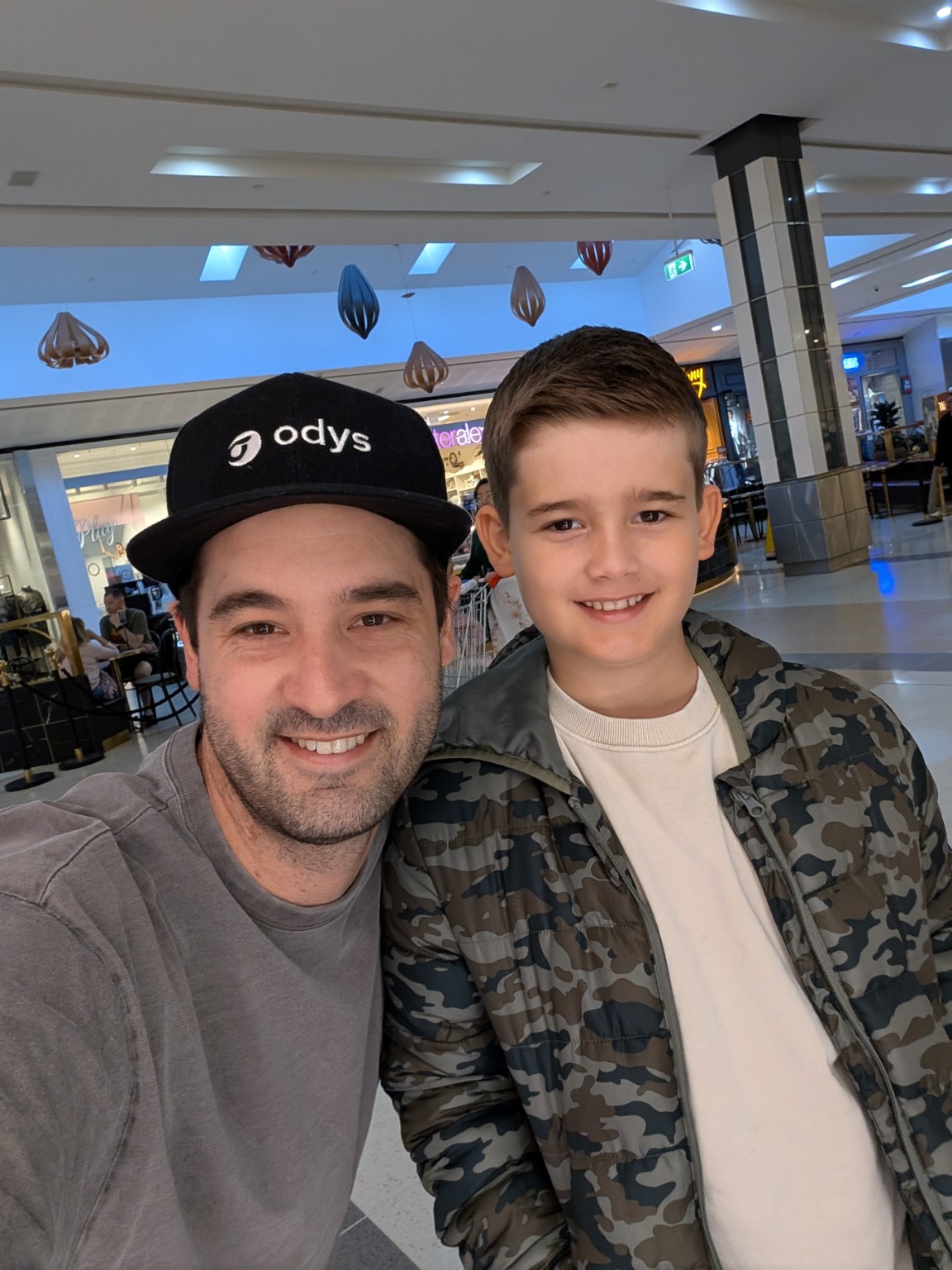 Drew and his dad smiling together